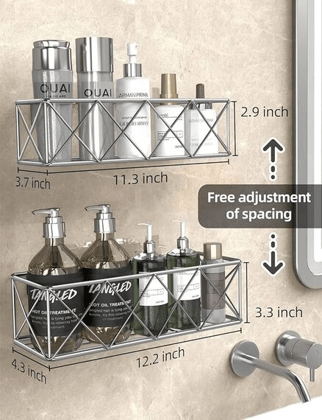 Nexum Multipurpose Bathroom Rack/Bathroom Shower Caddy/Bathroom Organizer/Kitchen Rack Stainless Steel Wall Shelf  (Number of Shelves - 2, Silver)