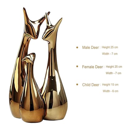 Home Decor Lucky Deer Statue Family Piano Finish Ceramic Figures