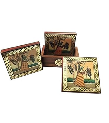 Rastogi Handicrafts Gemstone Painting Pure Brass Tea
