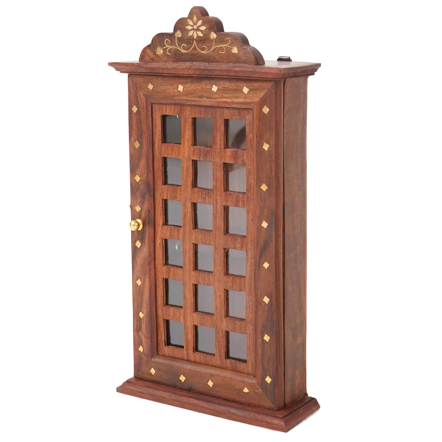 Handicraft Premium Pakka Sheesham Wood Key Holder-Square Design Key Chain Holder