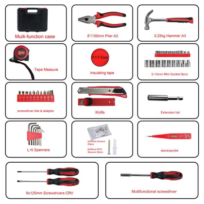 DIY Household Hand Tool Box (83 Pcs) Essential Toolkit