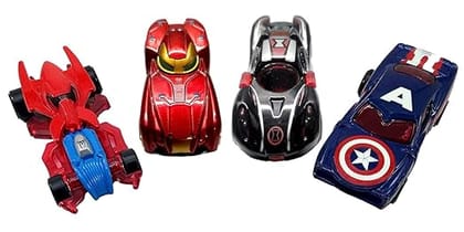 Kiddie Galaxia Mini Metal Car for Kids, Avenger Car Pack of 4 Mini Racers Series Diecast Cars Suitable for Children, Movie Vehicle Racing Cars for Competition and Story Play - Multicolor