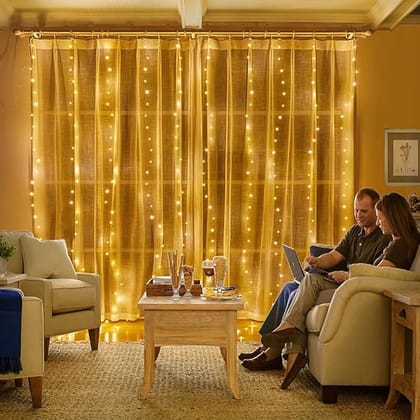 8 Modes Curtain Lights 300 LEDs 10 Fairy Light 3Mtr Each Indoor/Outdoor Decoration for Diwali, Christmas, Wedding, Party, Home, Patio Lawn with Remote and USB Power Supply (White), 3 meters