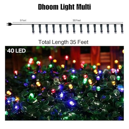 35 Feet 36 Led String Serial Lights, Copper Wire LED Decorative String Fairy Rice Lights for Indoor, Outdoor, Decoration, Festival, Party, Wedding, Garden, Lawn (Multicolor)(Pack of 1)