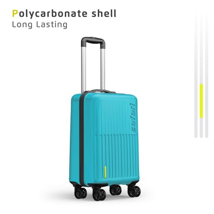 Astra 8 Wheels 56 Cms Small Cabin Trolley Bag Hard Case Polycarbonate 360 Degree Wheeling System Luggage, Trolley Bags for Travel, Suitcase for Travel, Cyan