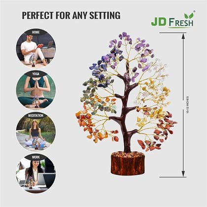 300 Beads Crystal Tree/7 Chakra Crystal Tree/Showpiece Good Luck and Positive Energy/Showpiece for Living Room/Natural Healing Gemstones Money Tree/Lucky Tree for Good Luck (Multicolor)