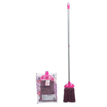 Monkey 555 Single Clip Mop for Wiping Floor | Super Absorbent Multicolor Cotton Yarn | CPVC Plastic Clip & Holder | Durable | Easy Refill Head | Floor Cleaning Mops