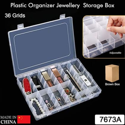 36 Grids Clear Plastic Organizer Jewelry Storage Box with Adjustable Dividers, Transparent Organizer Box (1pc) 36 Grids Clear Plastic Organizer Jewelry Storage Box with Adjustable Dividers, Transparent Organizer Box (1pc)