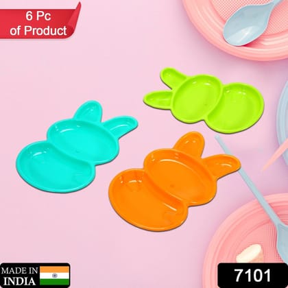 6-Piece Rabbit Shape Dish Set for Kids (Multicolor) | Assorted Colour