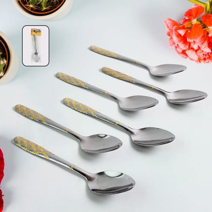 Stainless Steel Table Spoons / Baby Spoon Set Set of 6 | Assorted Colour