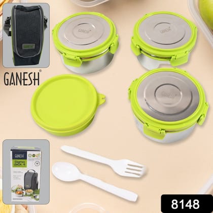 Stainless Steel Tiffin Lunch Box Container / Dabba with 4 Side Clip Lock Lid for Office & School Use/ Food Grade / Air Tight / Easy to Carry / Leak Proof Stainless Steel Tiffin Lunch Box Container / Dabba with 4 Side Clip Lock Lid for Office & School Use/ Food Grade / Air Tight / Easy to Carry / Leak Proof