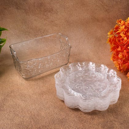 Plastic Household Flower Design Plates Dinner Plates Dish Tray (10 Pcs Set) | Assorted Colour