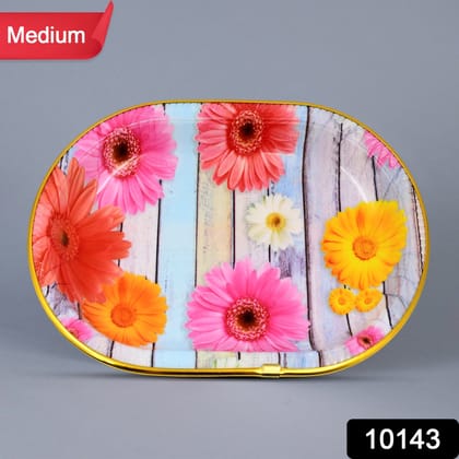 Medium Plastic Flower Printed Design Serving Tray (1 Pc / 31 x 21 CM / Mix Color) Medium Plastic Flower Printed Design Serving Tray (1 Pc / 31 x 21 CM / Mix Color)