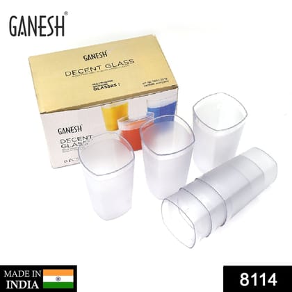 Ganesh Decent Glass, 350ml, Set of 6 | Assorted Colour