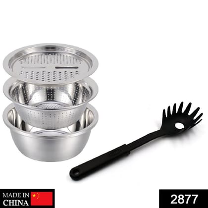 3in1 Kitchen multipurpose julienne grater salad maker with pasta server spoon