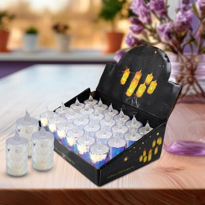 24 Pc Flameless and Smokeless Decorative Melting Candles LED Tea Light, Diwali