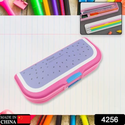 Multipurpose Cartoon Pencil Box – 2-Compartment Compass Box for Kids (Mix Color 1 Pc)