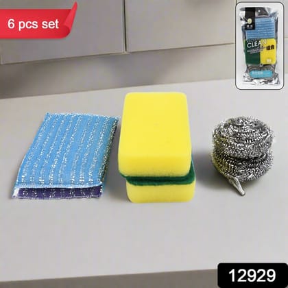 Microfiber Kitchen Cleaning Set - 6-Piece Sponge & Scouring Pad Collection Microfiber Kitchen Cleaning Set - 6-Piece Sponge & Scouring Pad Collection