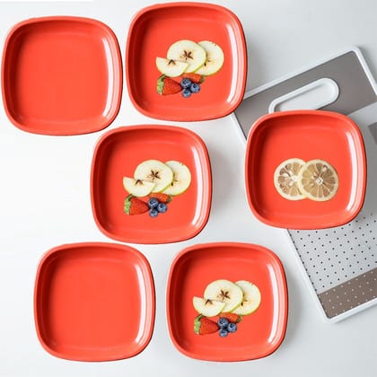 Microwave Safe Quarter Plates  Square 6 Pcs, | Assorted Colour