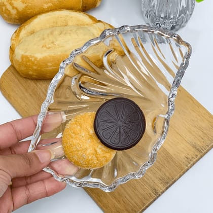 Leaf shaped Glass Serve tray of snacks, Mukhwaas, and ice cream. | Assorted Colour