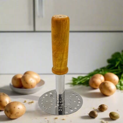 High Grade Stainless Steel Potato Masher Paubhaji / Pav Bhaji Masher with Wooden handle (1 Pc) High Grade Stainless Steel Potato Masher Paubhaji / Pav Bhaji Masher with Wooden handle (1 Pc)