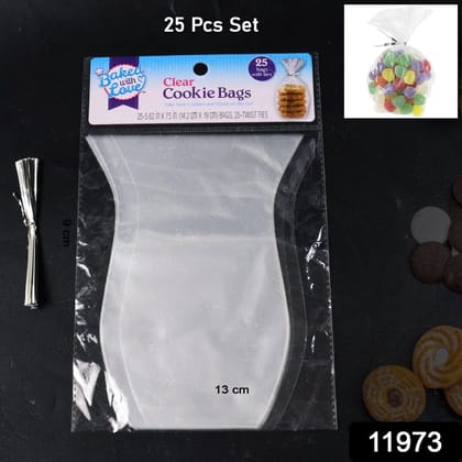 Clear Cookie Bags, Gift Bag Clear Flat Treat Bags (25 Pcs Set)