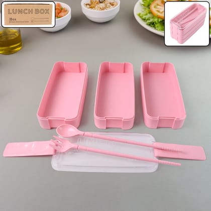 Eco-Friendly 3-Layer Stackable Lunch Box Set with Cutlery Eco-Friendly 3-Layer Stackable Lunch Box Set with Cutlery