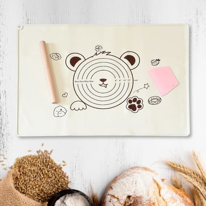 3 In 1 Heavy Silicone Baking Mat With Wooden Belan & Cake Scraper (3 Pcs Set / 70×50 CM) 3 In 1 Heavy Silicone Baking Mat With Wooden Belan & Cake Scraper (3 Pcs Set / 70×50 CM)