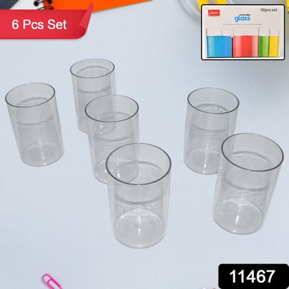 Apex Everyday Plastic Glass Set – 6 Pieces Lightweight & Unbreakable | Assorted Colour