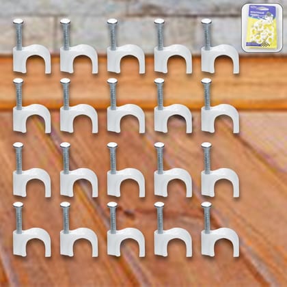 Wire Wall Clips, Plastic Cable Clips Round Wire Pins with Steel Nail (20 Pcs Set)