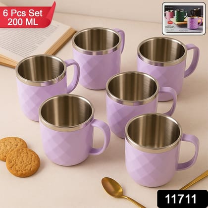 Apex Silika Approx 200 ml Tea Cup (6 Pc) | Assorted Colour