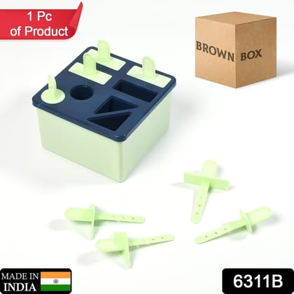 Plastic Kulfi Mold, Kulfi Molds 8 pcs Tray Ice Cream Mold Reusable Frozen Kulfi Maker sicle Sticks Lolly Ice sicle Candy Mold for Children Pista Color (Brown Box)