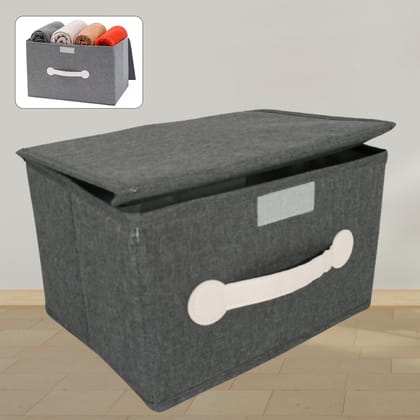 Small Foldable Storage Box With Lid And Handles, Cotton And Linen Storage Bins And Baskets Organizer For Nursery, Closet, Bedroom, Home (28×20×16 Cm / 1 pc)