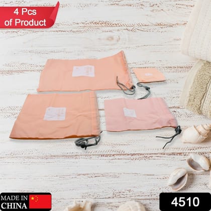 Travel Storage Bag Set – Waterproof Nylon Drawstring Organizers for Clothes & Shoes (4 Pc)