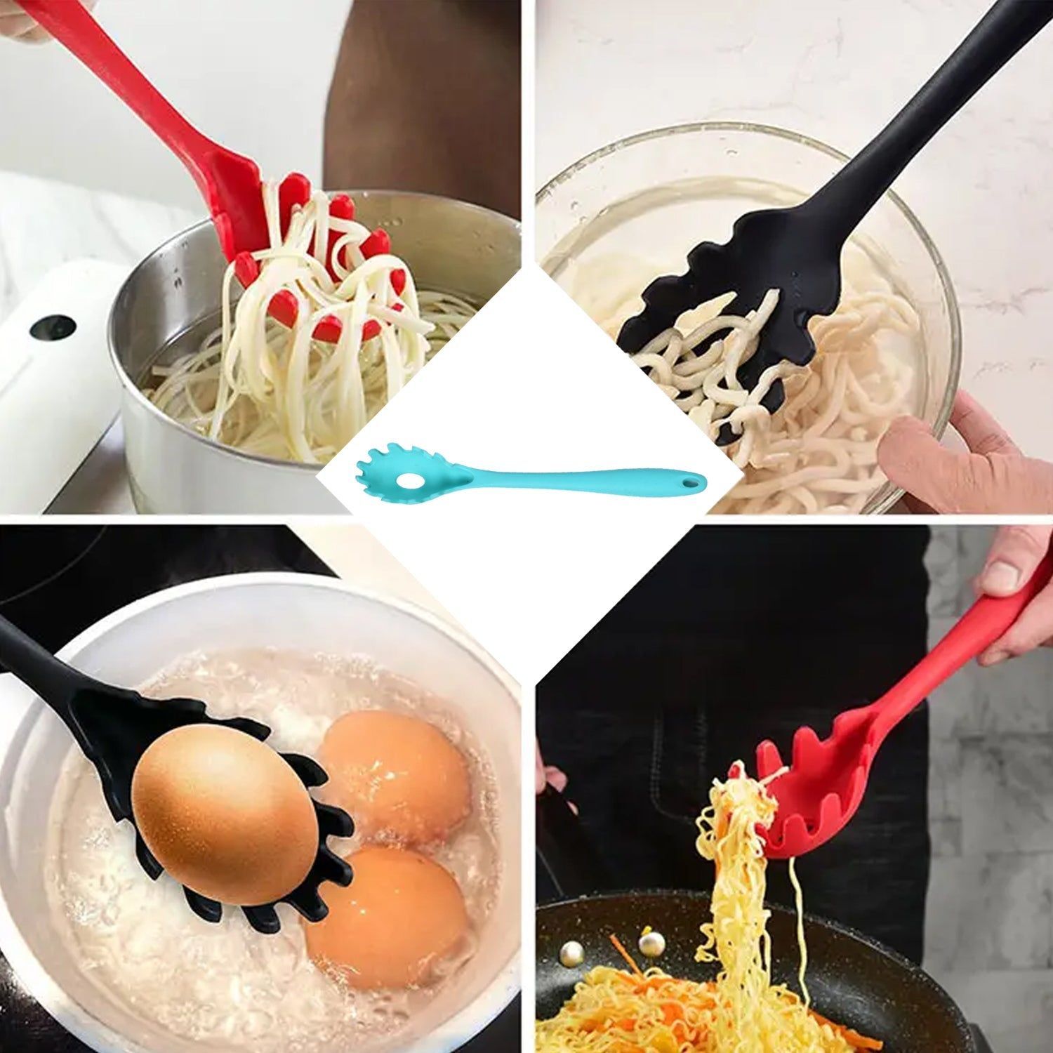 Pasta Fork Utensil - Heat-Resistant Non-Slip Spaghetti Serving Spoon (29cm)
