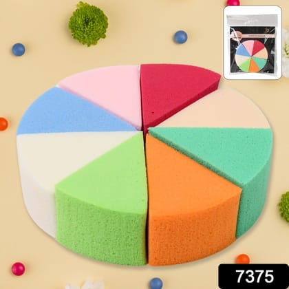 Makeup Sponge Triangle Shaped Mix Colour Cosmetic Puff (8 Pcs Set)