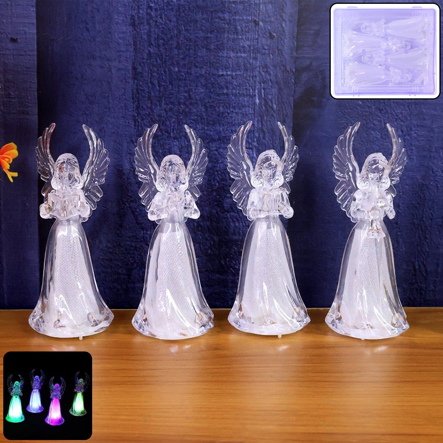 Battery Operated LED Angel Decorative Lights (4 Pc / Set)