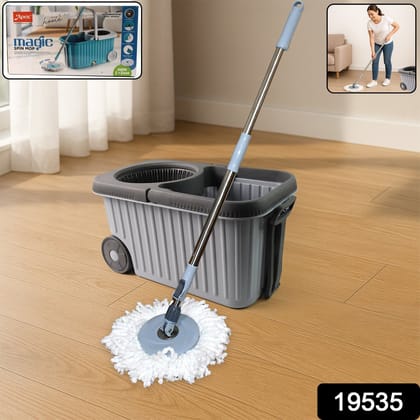 Apex Magic Spin Mop Cleaning Set with Dual Chamber Bucket & Wheels Apex Magic Spin Mop Cleaning Set with Dual Chamber Bucket & Wheels