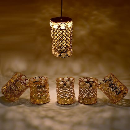 Antique Golden Jhoomer Chandelier – Diwali & Christmas Decor (1 Pc)