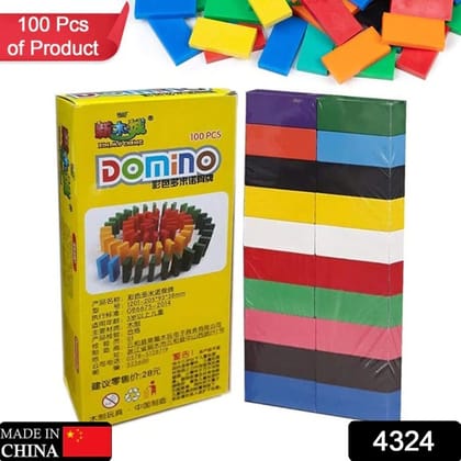 100-Piece Domino Blocks Set – Multicolor Wooden Building Toy for Indoor Games