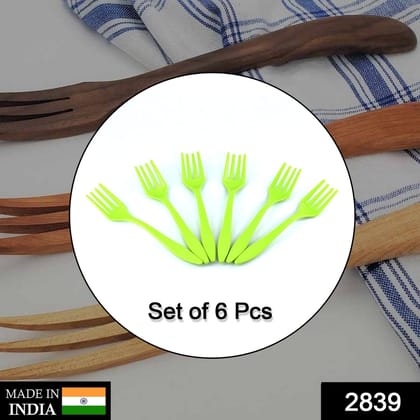 Small plastic 6pc Serving Fork Set for kitchen | Assorted Colour