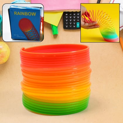 Rainbow Slinky Spring Toy – Compact, Portable Fun Toy for Kids & Adults, Great for Birthdays (1 Pc)