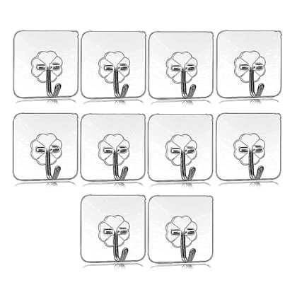 Self Adhesive Transparent Sticky Plastic & Stainless Steel Wall Hooks (10 Pcs Set) Self Adhesive Transparent Sticky Plastic & Stainless Steel Wall Hooks (10 Pcs Set)