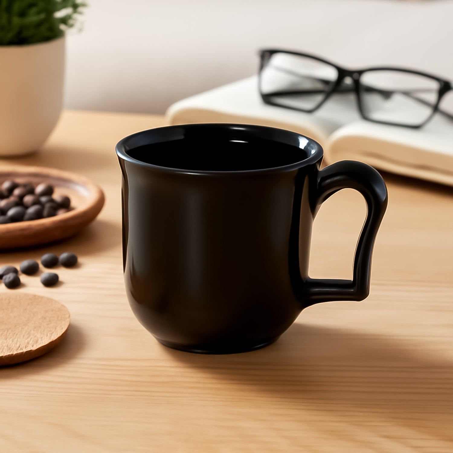 Premium Plastic Coffee / Tea Cups / Mug with Handle(1 Pc / Loose / Black)