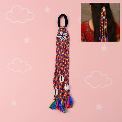 Traditional Multicolor Braided Hair Accessory Stylish Kodi String Bow (1 Pc)