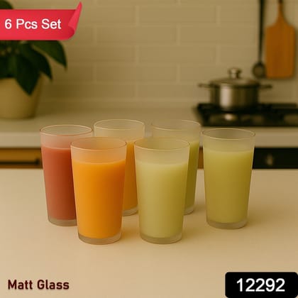 Matt Finish Glass Tumbler Set (approx 300ML & 6 Pc) | Assorted Colour