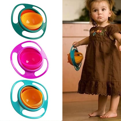 Portable Non Spill Feeding Toddler Gyro Bowl 360 Degree Rotating Dish | Assorted Colour