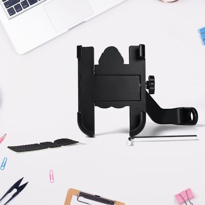 Mobile Phone Holder With Easy Adjustable Rear View Mirror Mount Solid Metal Cradle Stand Suitable for Bike & Mobile Phones Mobile Phone Holder With Easy Adjustable Rear View Mirror Mount Solid Metal Cradle Stand Suitable for Bike & Mobile Phones