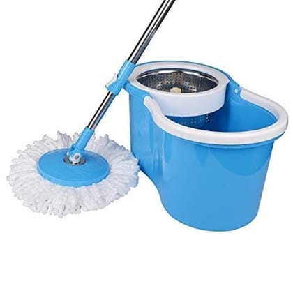 Heavy Duty Microfiber Spin Mop with Plastic Bucket & Rotating Steel Pole Head Heavy Duty Microfiber Spin Mop with Plastic Bucket & Rotating Steel Pole Head