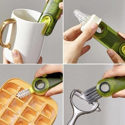 3-in-1 Multifunctional Bottle & Cup Cleaning Brush – Lid & Cover Scrubber for Kitchen (1 Pc)